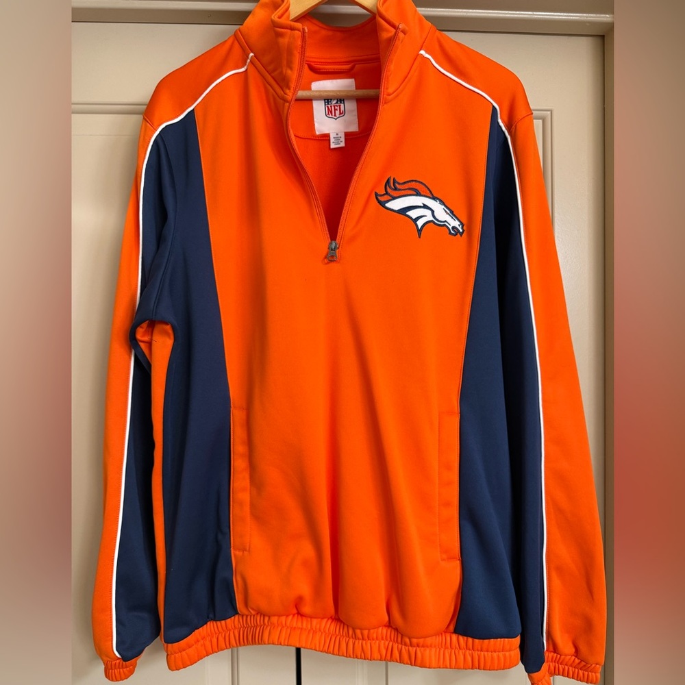 NFL Bright Orange Denver Broncos, quart-zip, sports jacket